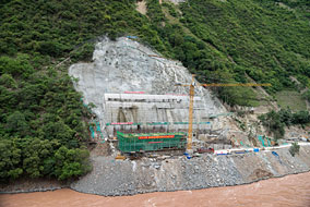 Close up of second dam north of Weixi on Mekong