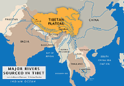 major rivers sourced in Tibet
