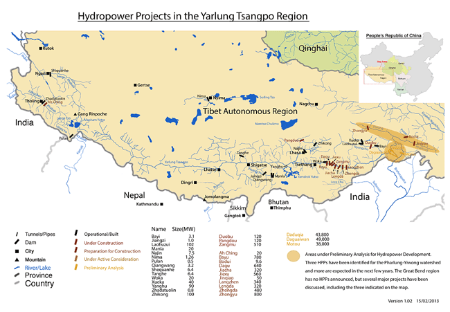 Dam building plans for Yarlung Tsangpo